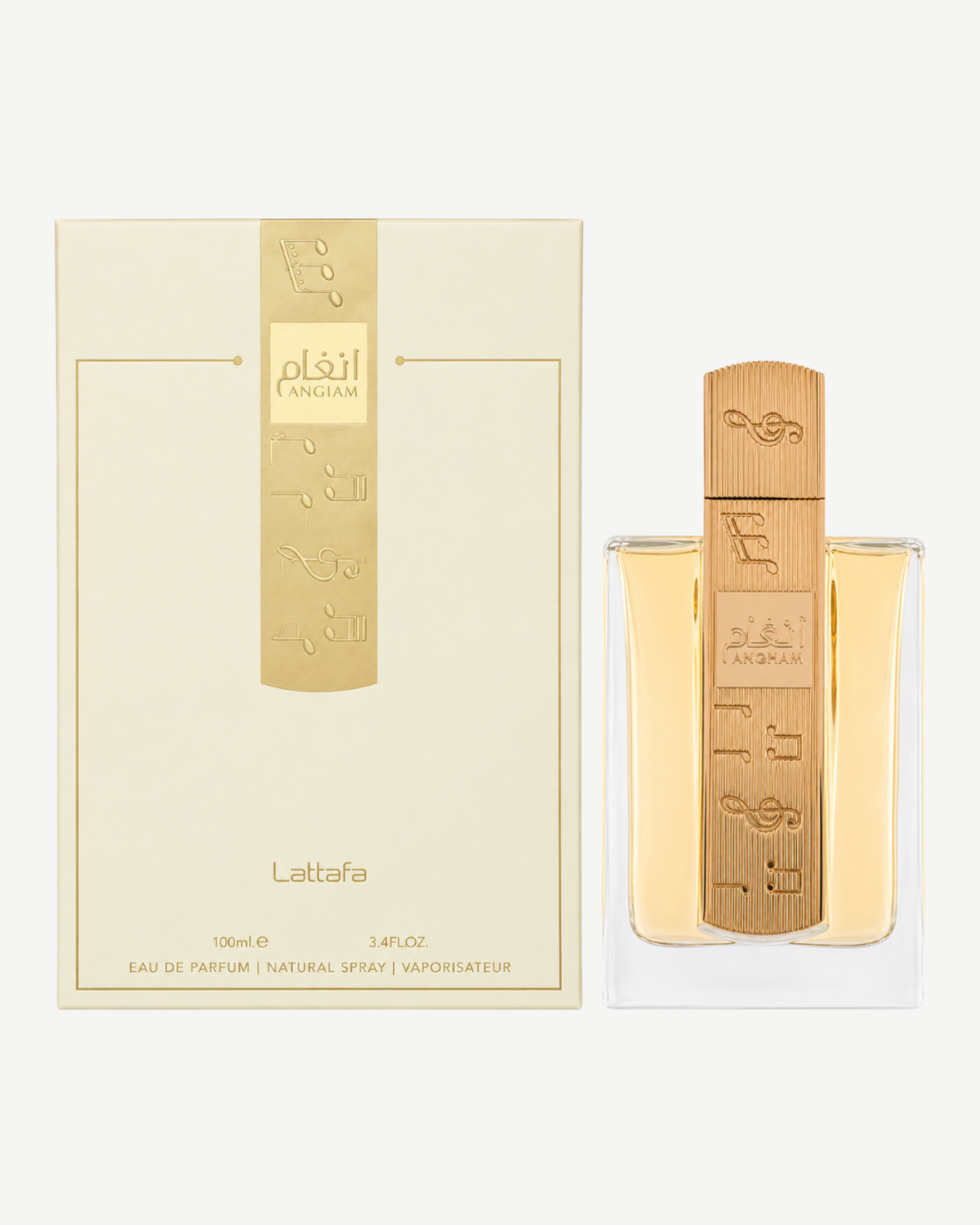 Lattafa Angham junto a su caja
