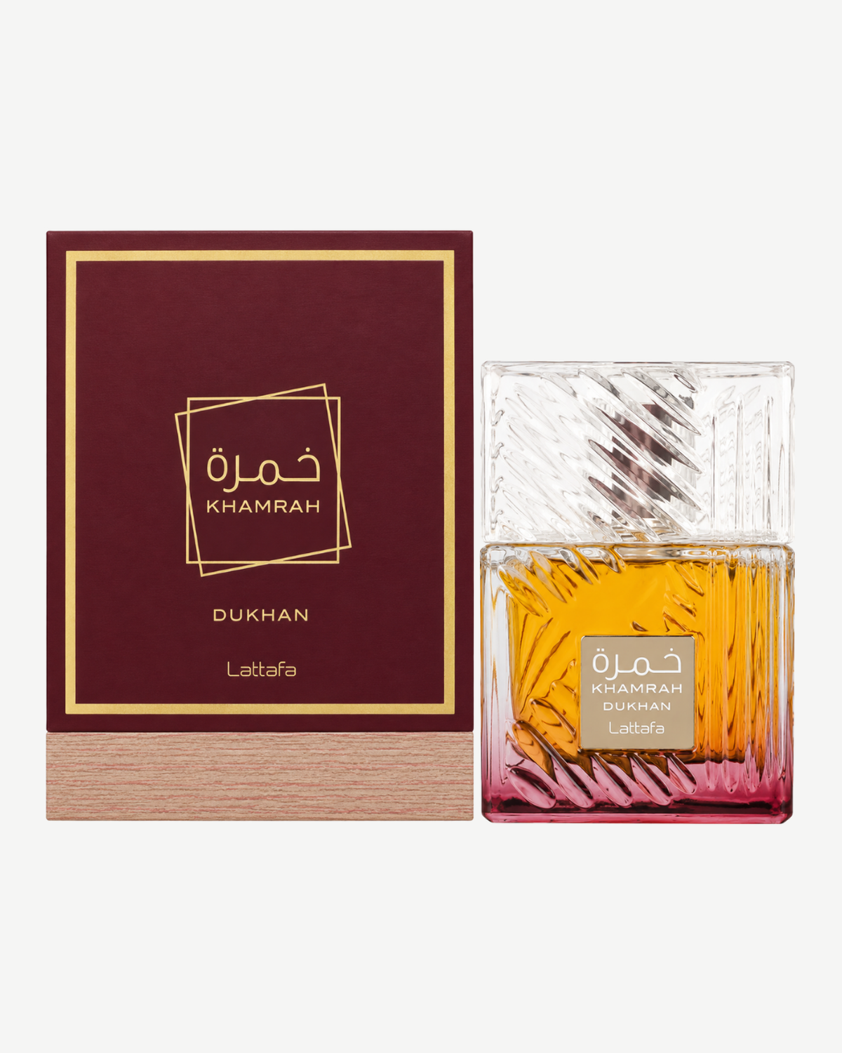 Lattafa Khamrah Dukhan junto a su caja