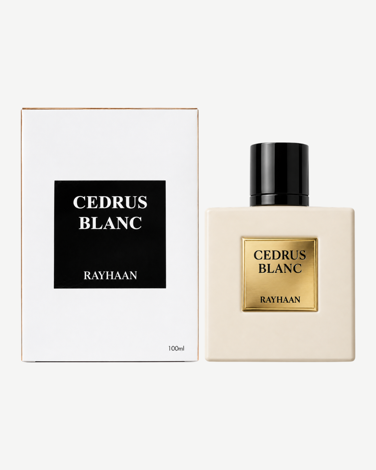 Rayhaan Cedrus Blanc junto a su caja